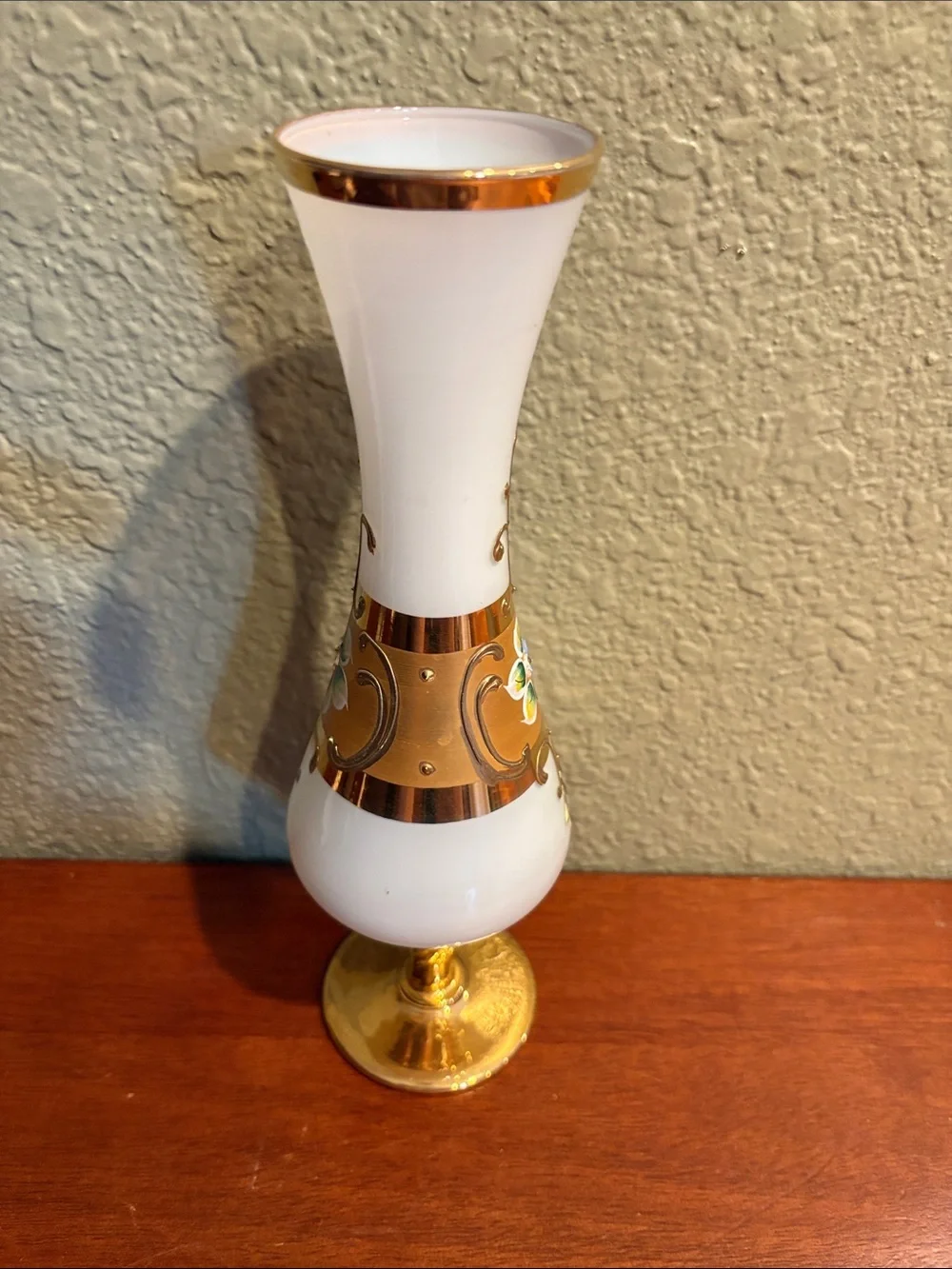 Vintage Bristol Decorative Glass Bud Vase with Floral Accent - Made in Italy